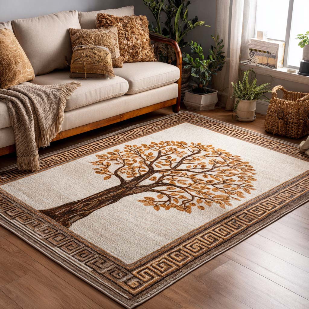 Autumn Grace rug – golden tree on cream