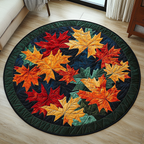 Autumn Haven Leaves round quilted mat – maple leaves
