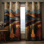 Autumn Ridge Pines quilted curtains – ridges above autumn pines