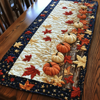 Pumpkin Trail quilted table runner – pumpkins trailing on cream