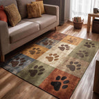 Autumn Sunset Paw rug – paw prints on soft squares