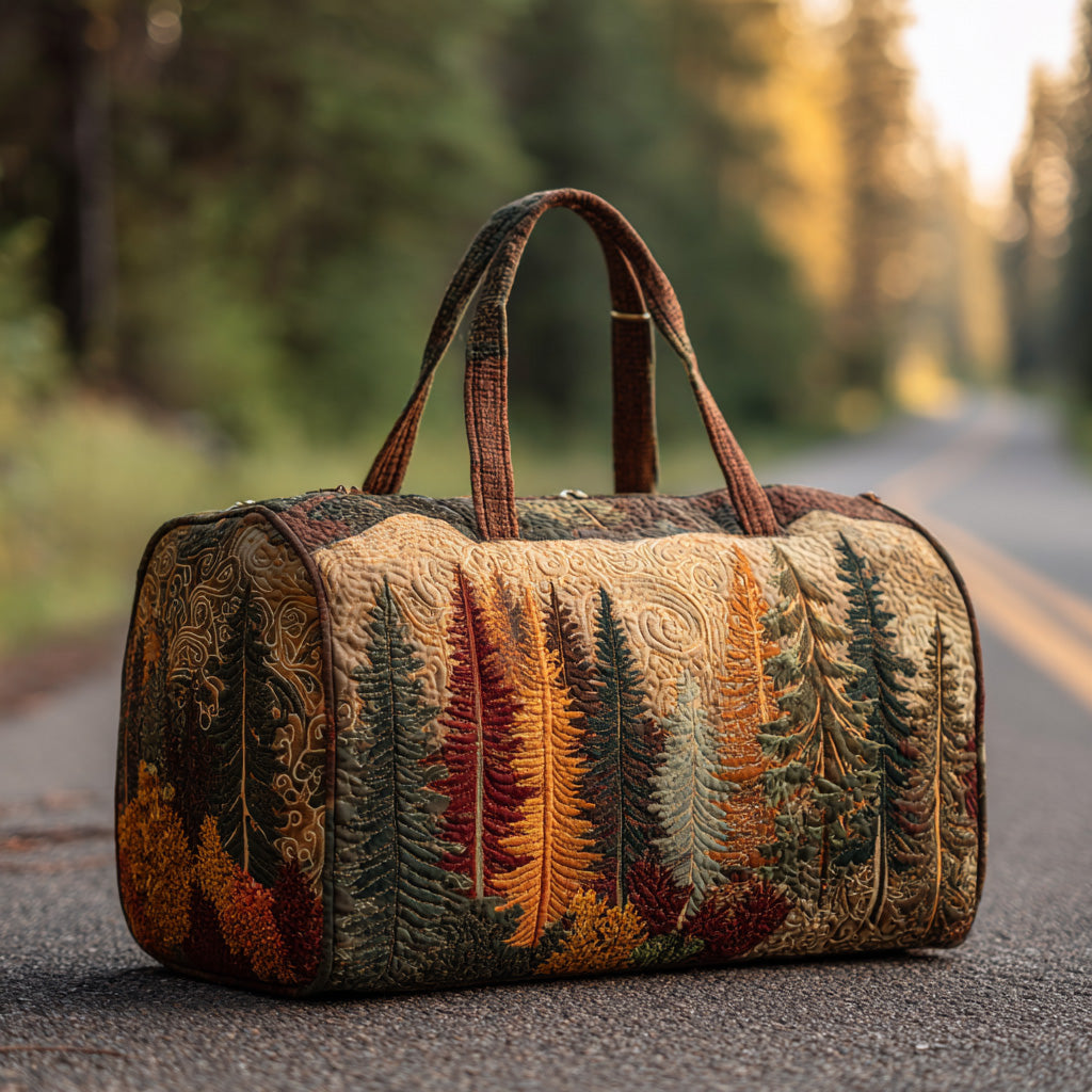 Autumn Trail quilted weekend bag – pine forest