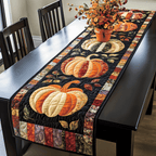 Pumpkin Night quilted table runner – pumpkins on black