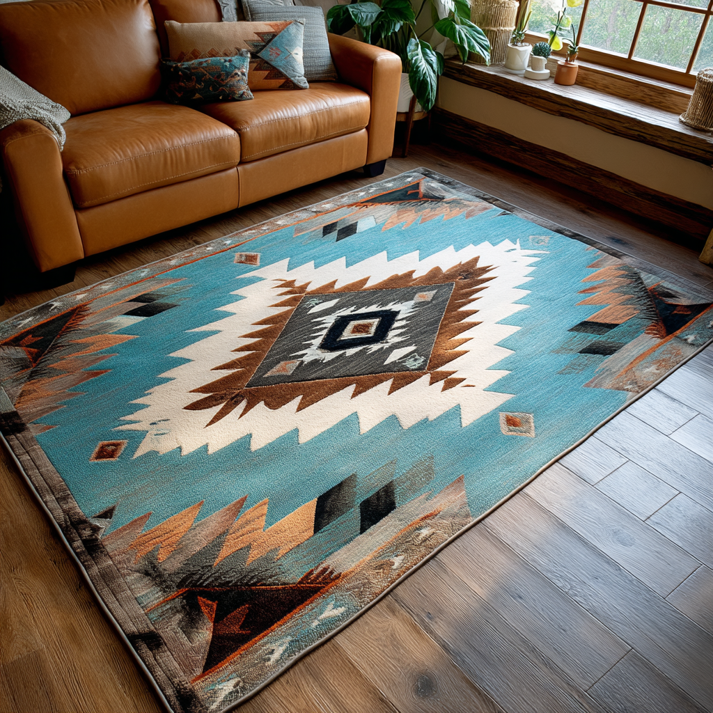 Sky Diamond rug – blue diamond medallion