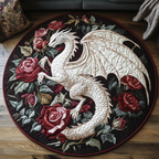 Azure Wing round quilted mat – white dragon and roses