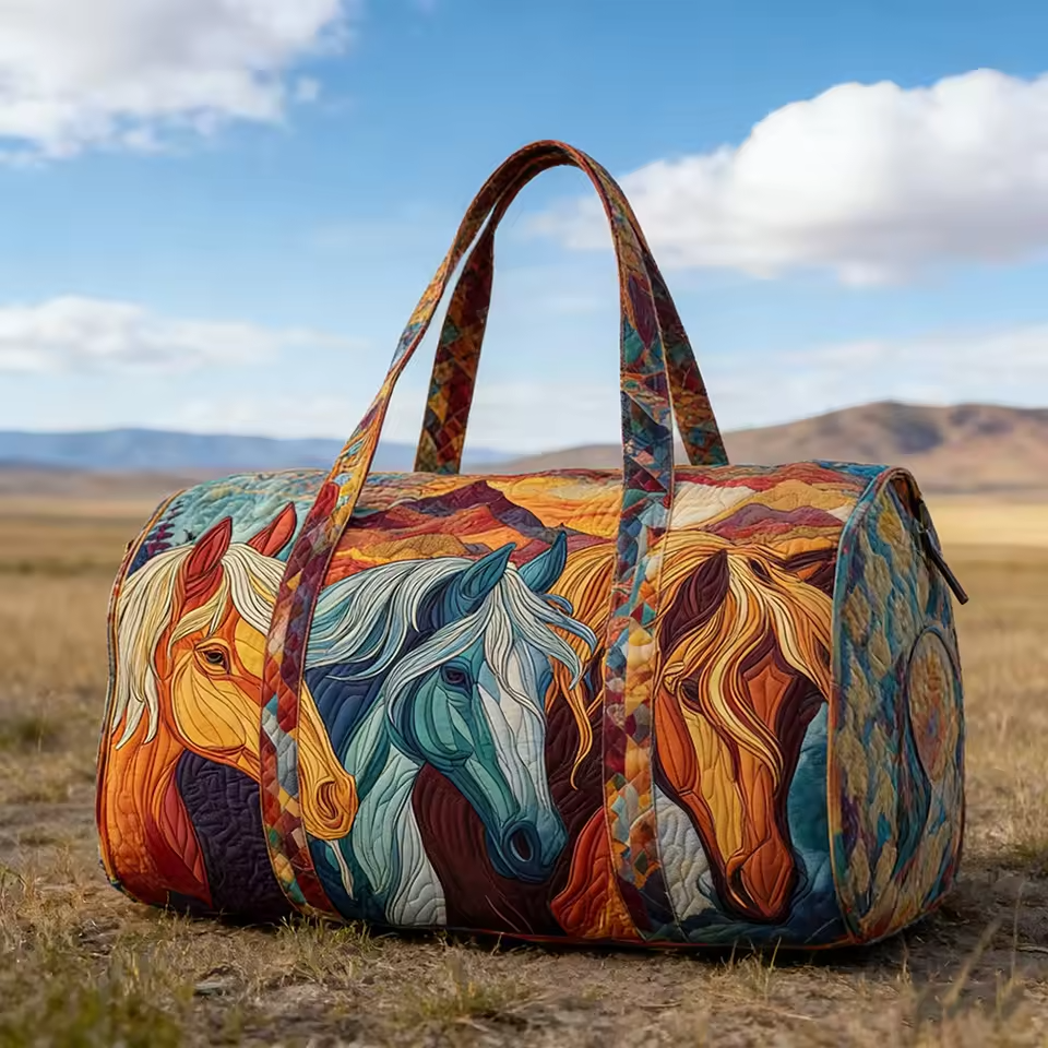 Rowena soft quilted travel bag with wave-stitch quilting