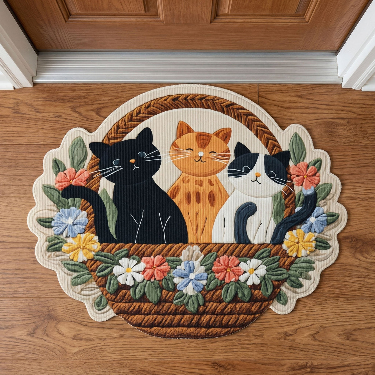 Basket Cats shaped doormat – cats in basket