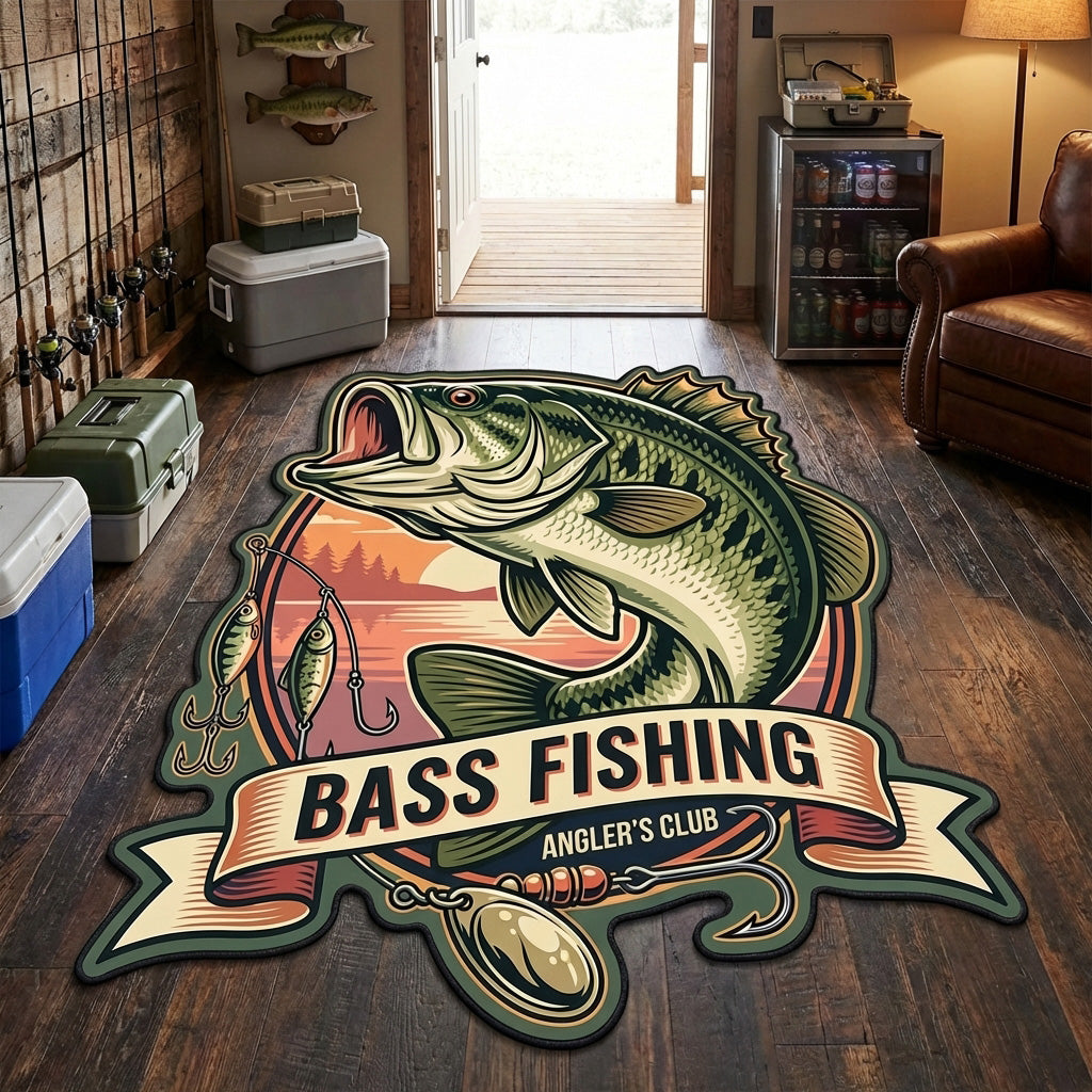 Bass Legacy shaped rug – anglers' club badge
