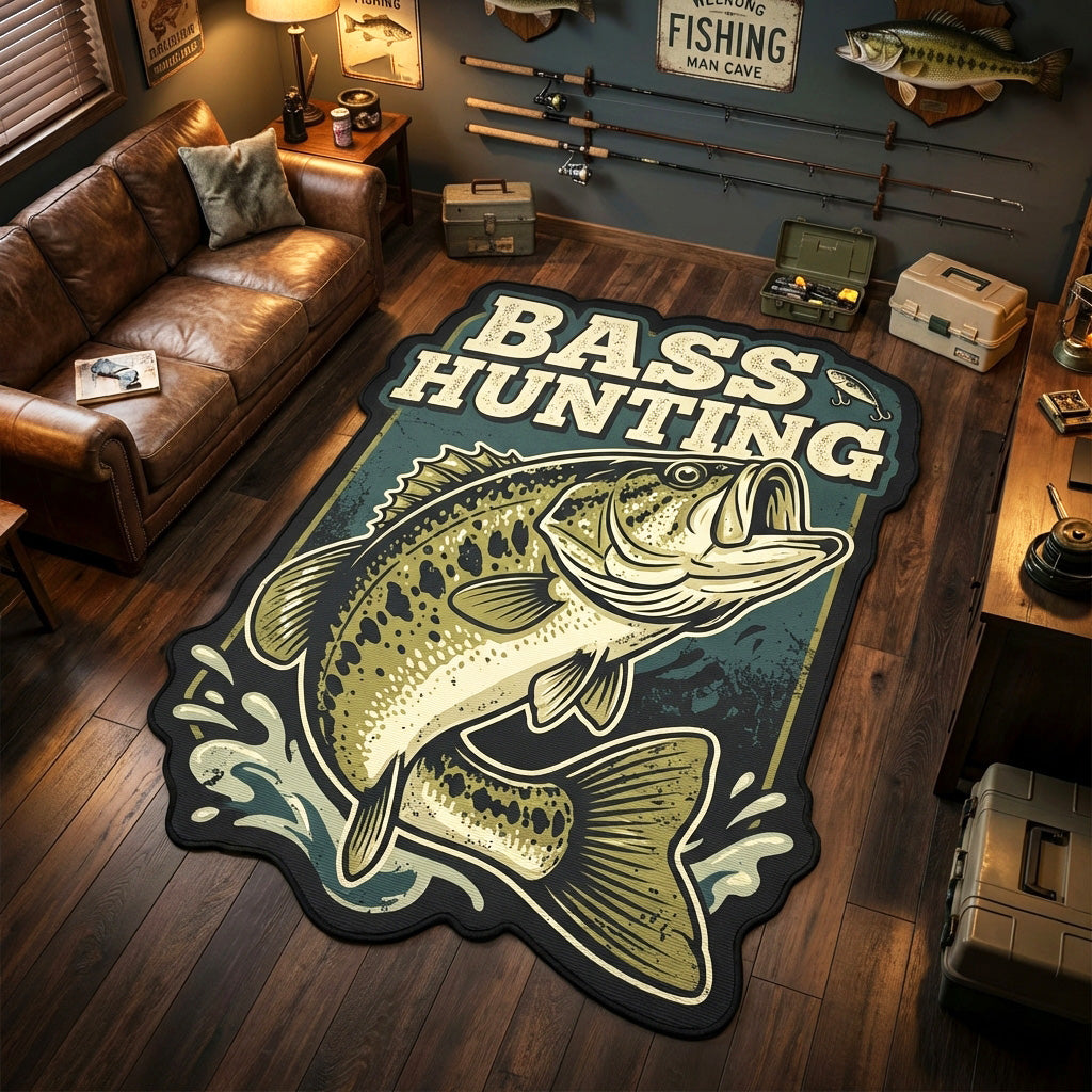 Bass Strike shaped rug – bass Hunting badge