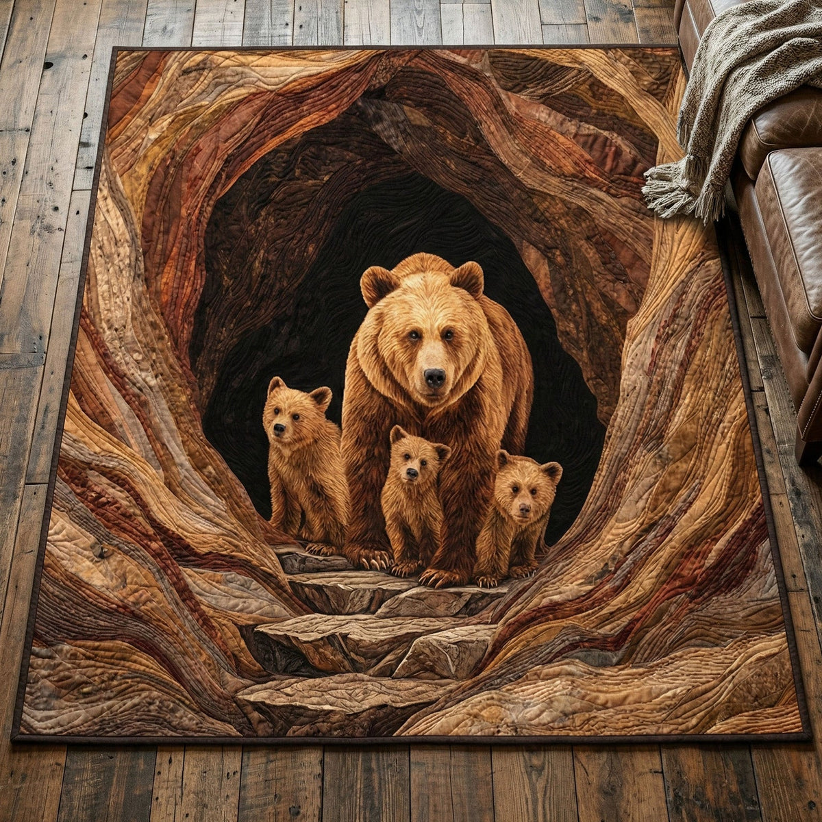 Bear Family Den rug – bears in a den