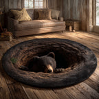 Bear Cave Explorer round rug – bear in a burrow