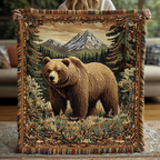 Mountain Grizzly woven sofa throw – grizzly before snowy peaks