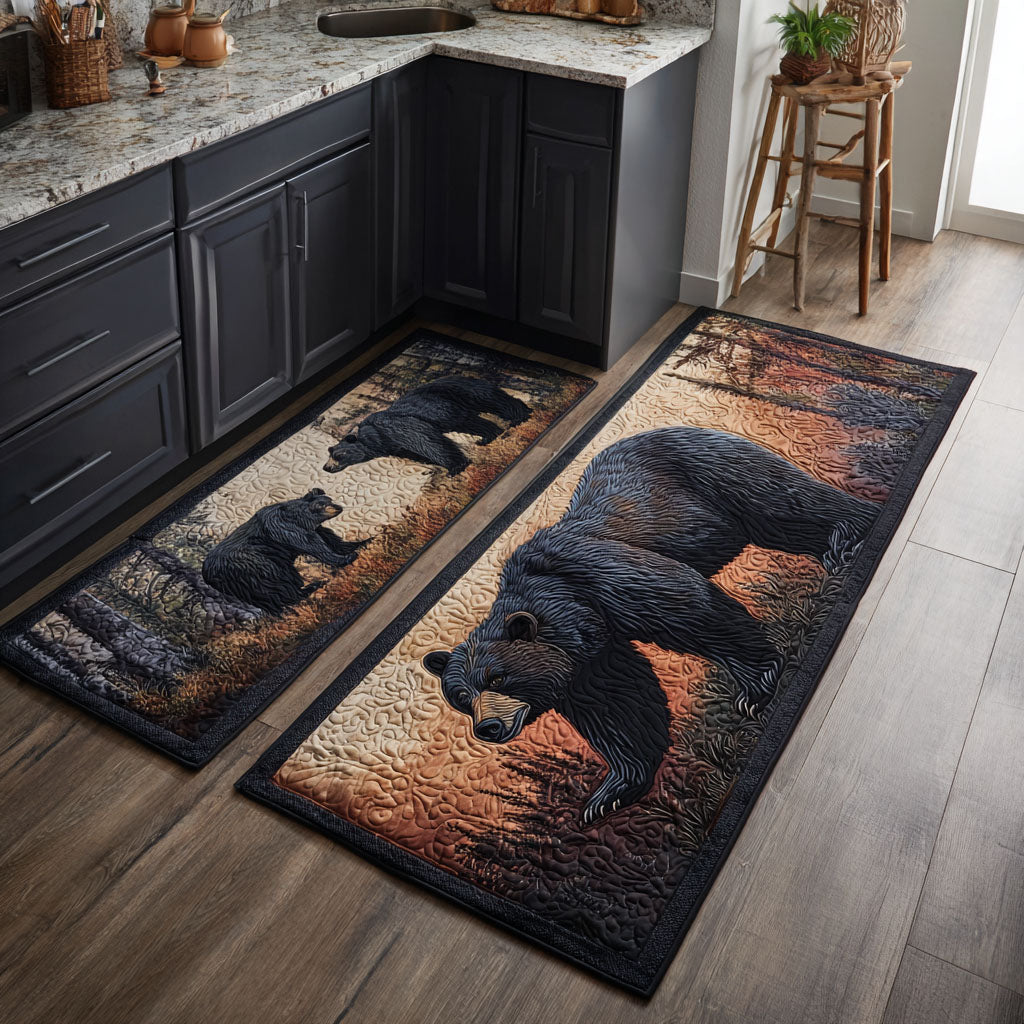 Bear Refuge kitchen mat set – bears under autumn trees