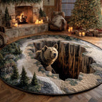 Bear Hollow round quilted mat – bear in snowy hollow