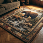 Bear Meadow rug – bears by a river