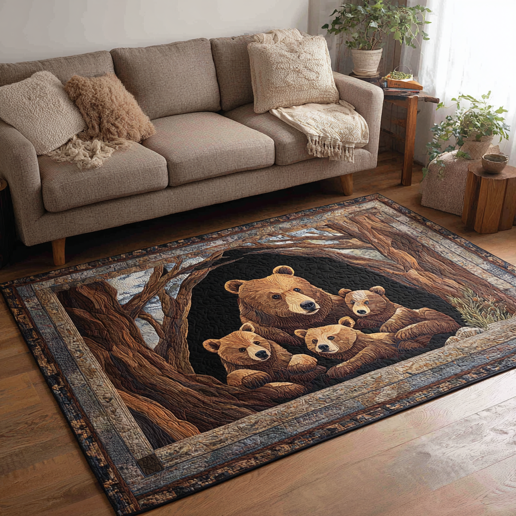 Bear Path rug – cubs in a tree hollow