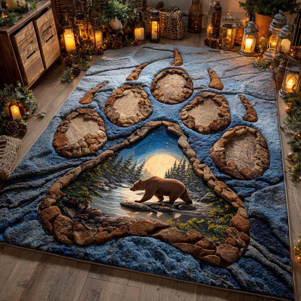 Bear Paw rug – paw print with bear scene