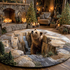 Bear Tracks Canyon round quilted mat – bear in canyon
