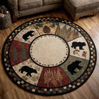Bear Woods round quilted mat – lodge bear patchwork
