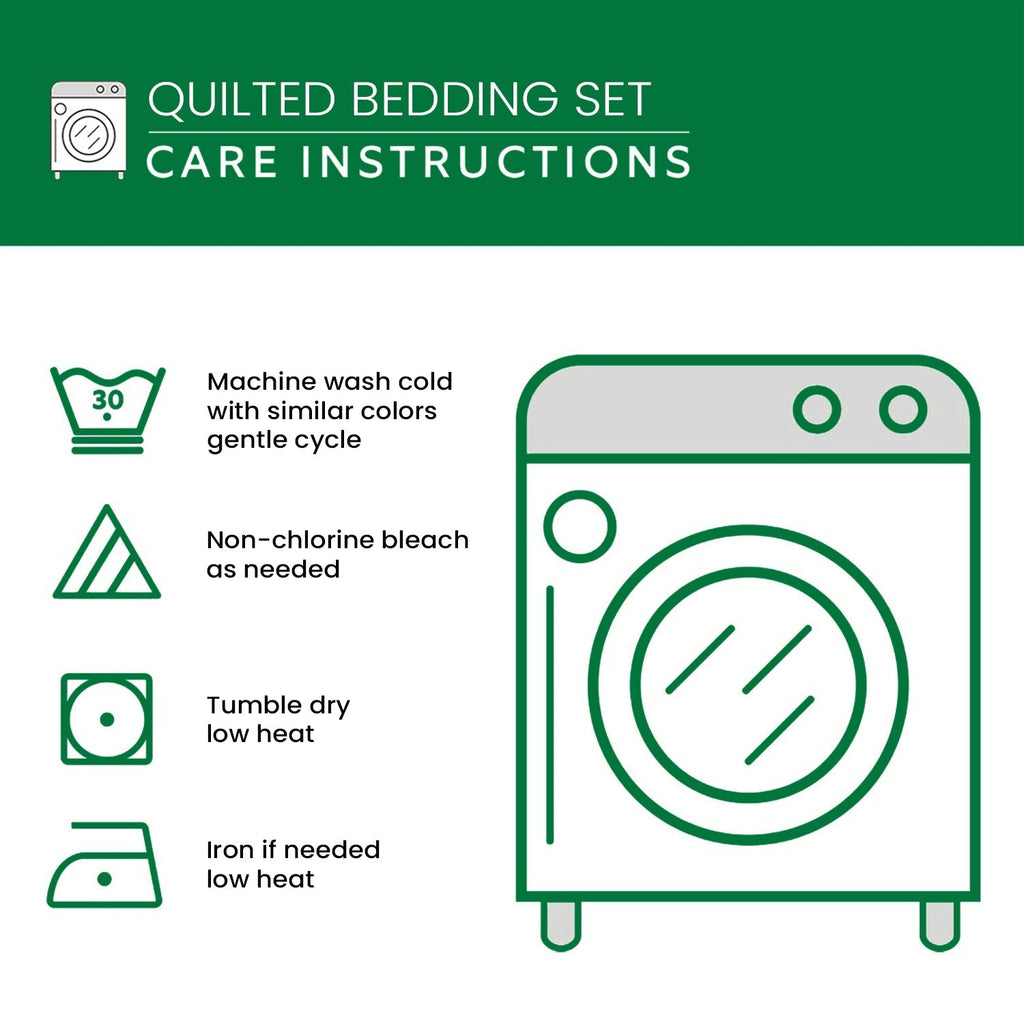 Care instructions – 3-Piece Quilted Bedspread Set - Snowlight Cabin