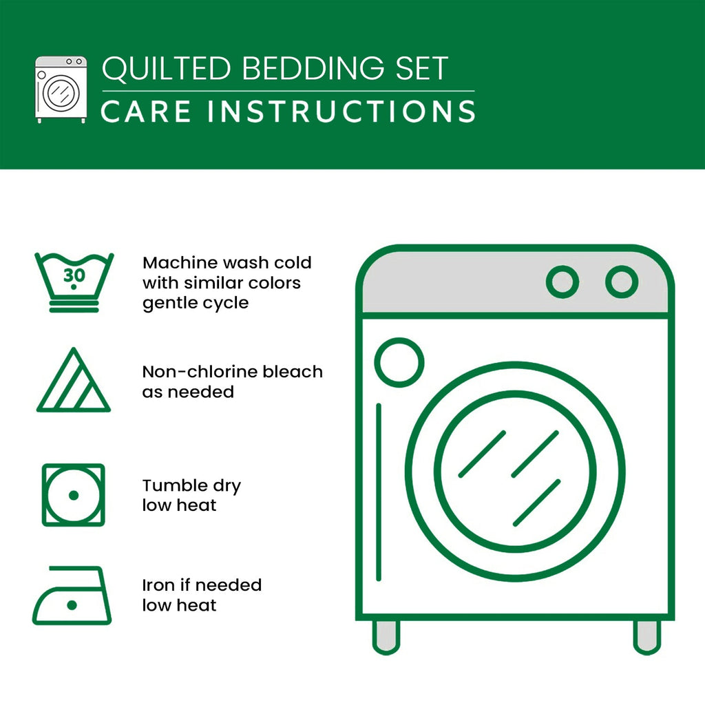 Care instructions – 3-Piece Quilted Bedspread Set - Hummingbird Orchids