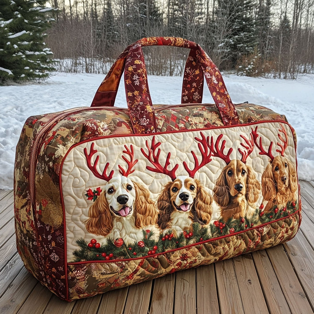 Beloved Spaniels quilted weekend bag – spaniels in antlers