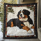 Bernese on White quilted throw – bernese Mountain Dog on white