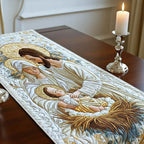 Bethlehem Starlight quilted table runner folded to show its length