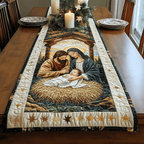 Stable Nativity quilted table runner – holy family in a stable