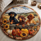 Beyond Dachshund round quilted mat – dachshunds over a fence
