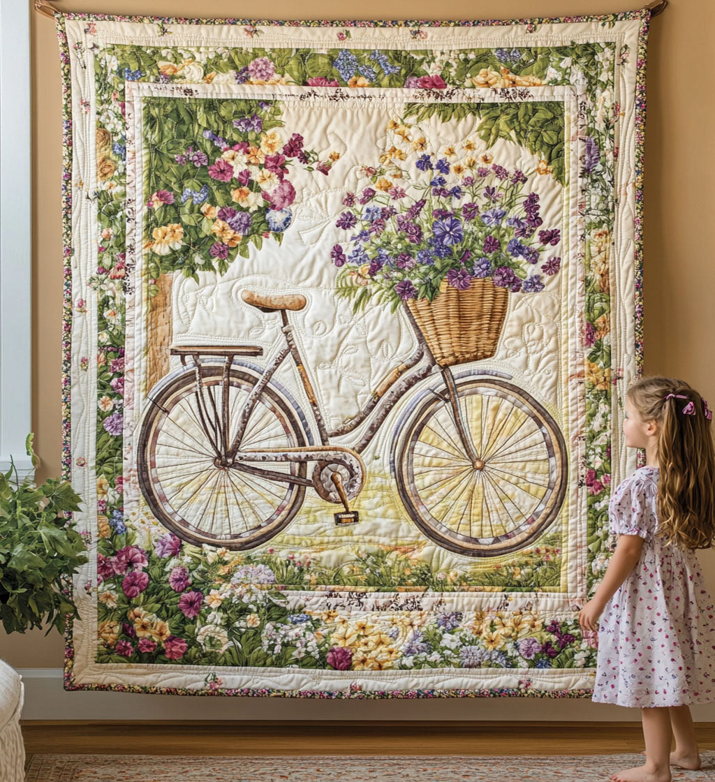 Lavender Bicycle art quilt – bicycle with lavender