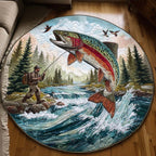Big Bass round quilted mat – trout and angler