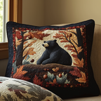 Black Bear in Autumn quilted pillowcase – black bear framed by autumn leaves