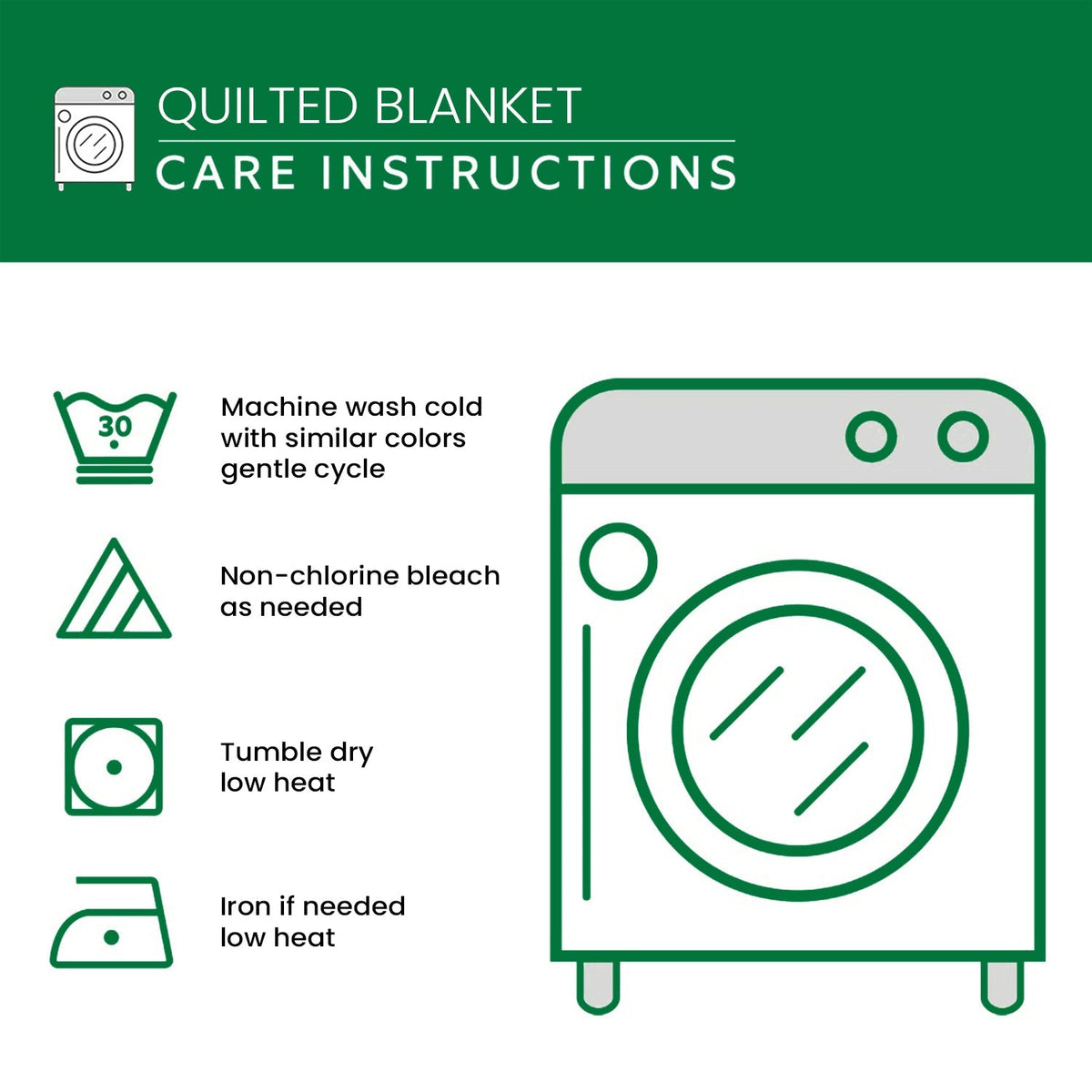 Care instructions – Quilted Throw - Dragon and Skull