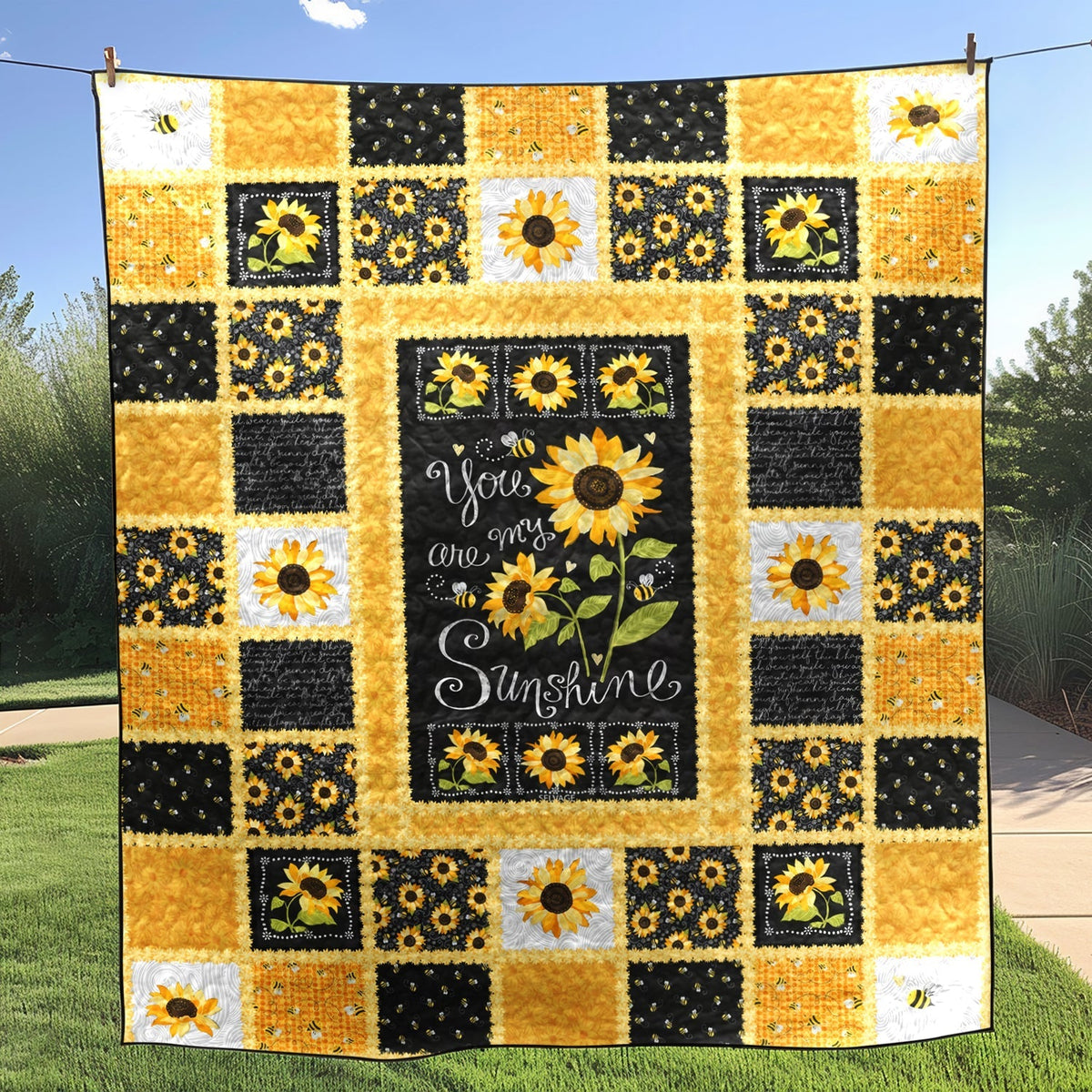 You Are My Sunshine quilted throw – you are my sunshine with sunflower patchwork