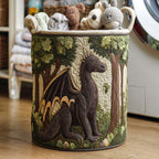 Woodland Dragon quilted laundry basket – dragon in the woods