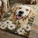 Bloom Golden Retriever rug – retriever among daisies