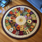 Bloom Wheel round quilted mat – patchwork flower wheel