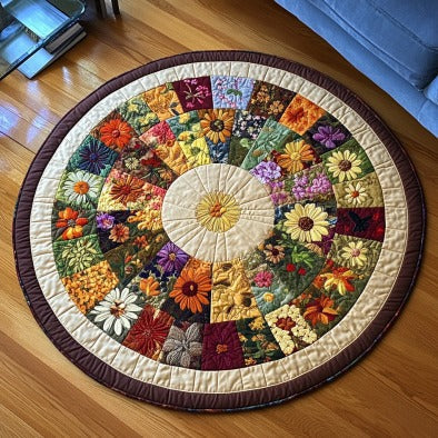 Bloom Wheel round quilted mat – patchwork flower wheel