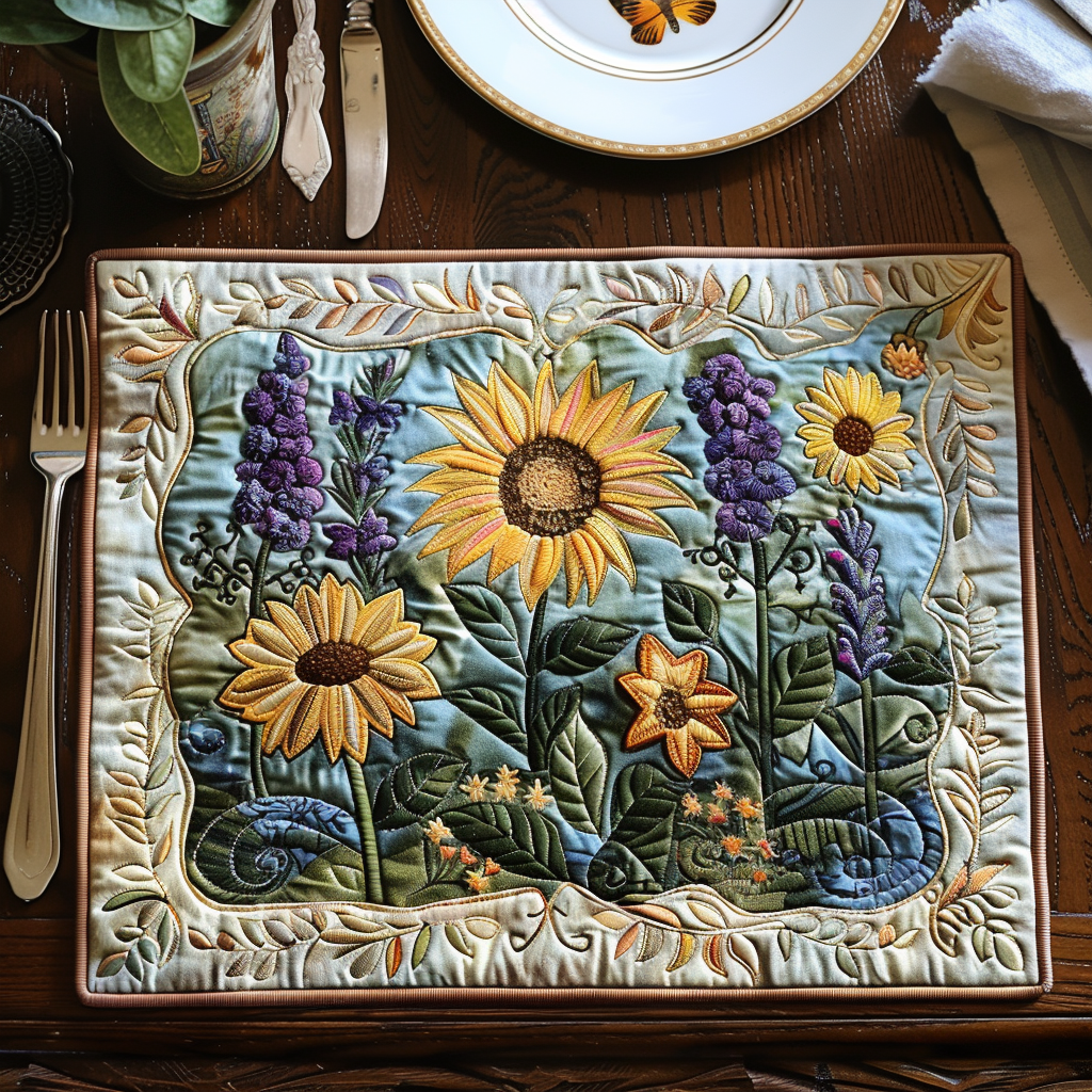 Sunflower and Lavender quilted placemats – sunflowers and lavender