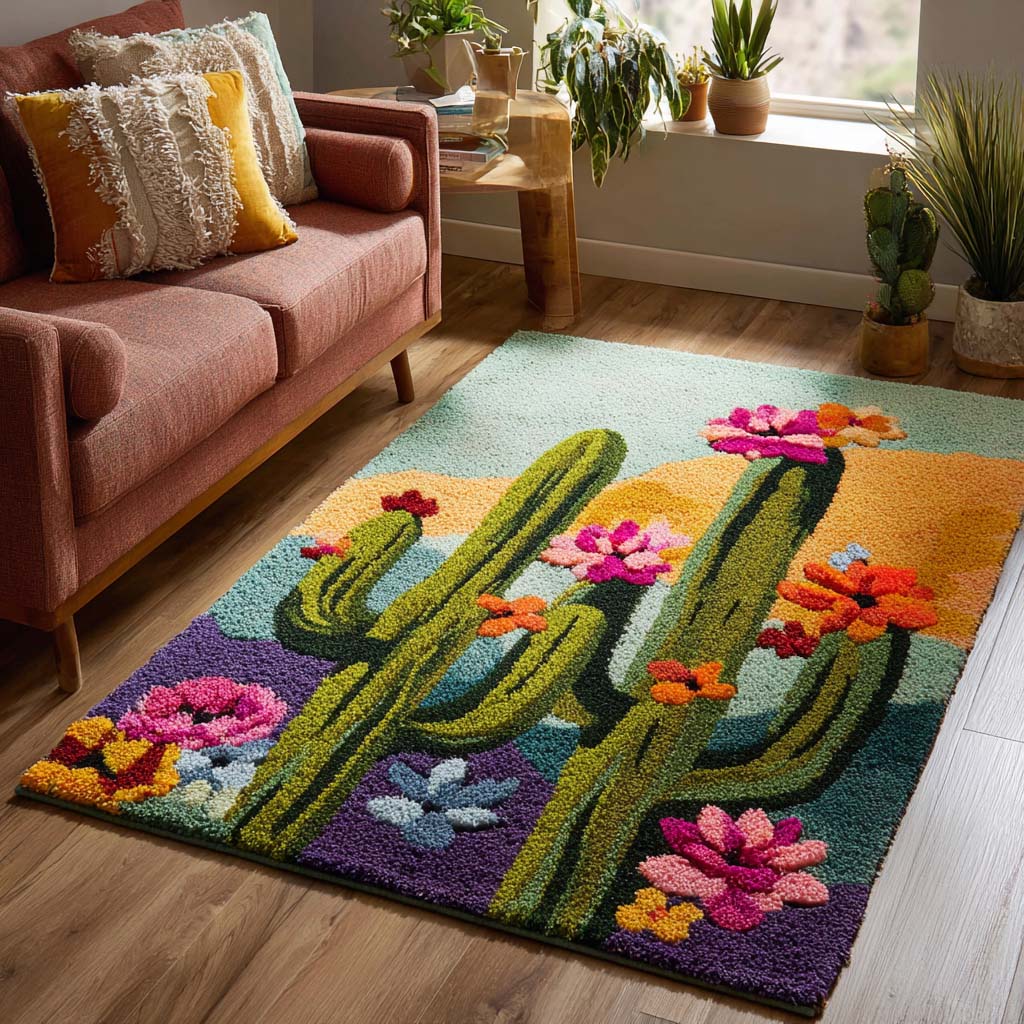 Blooming Cactus rug – flowering cactus