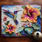 Hummingbird Hibiscus quilted placemats – hummingbird by a hibiscus