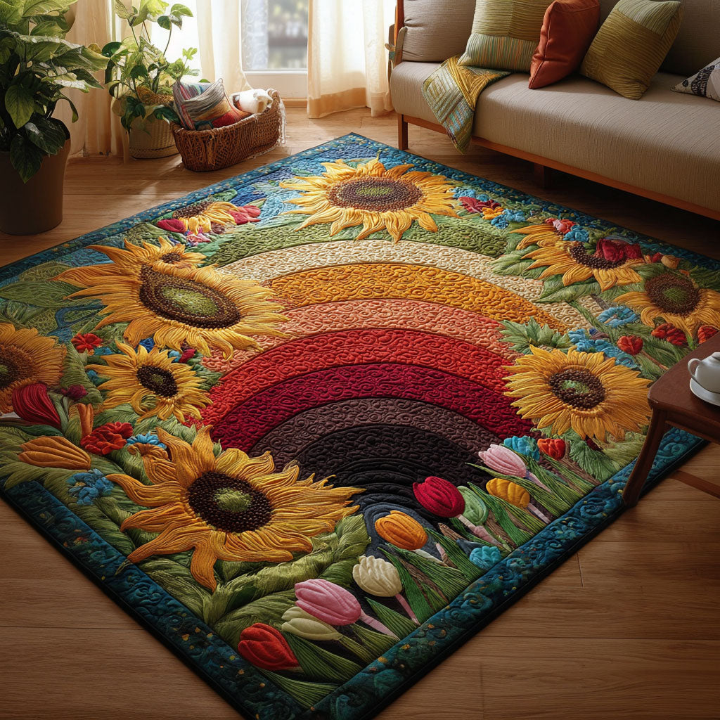 Sunflower Rainbow rug – rainbow and sunflowers