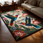 Blossom Hover rug – hummingbirds and lotus