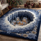 Blue Christmas Village rug – village in an icy hollow