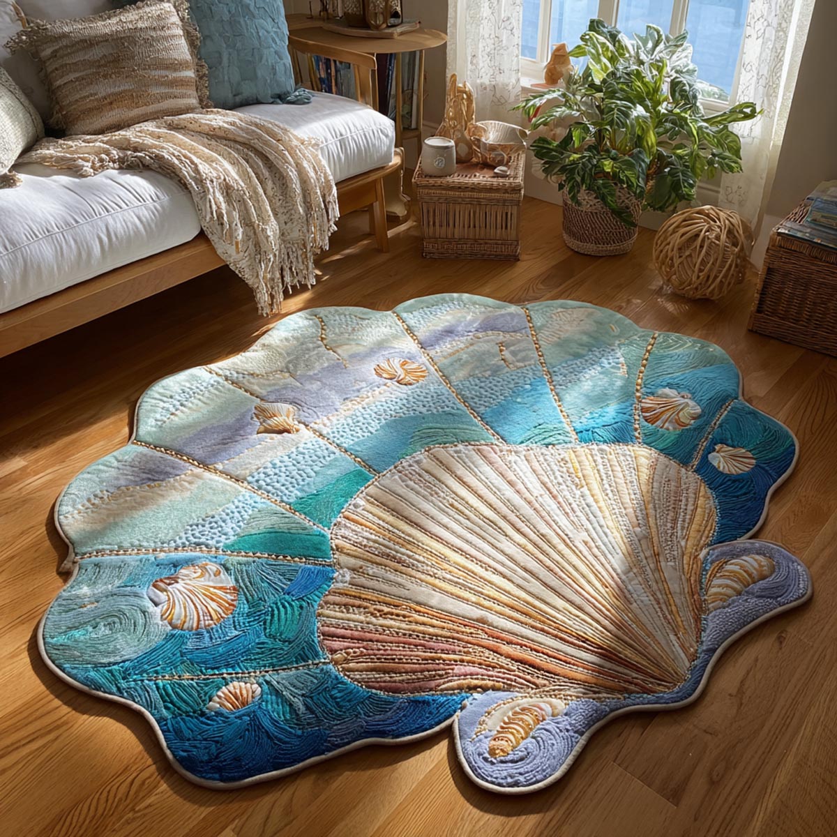 Blue Haven Shell shaped rug – scallop shell shape