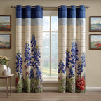 Bluebell Meadow quilted curtains – blue wildflowers on cream