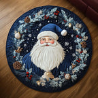 Blue Santa Charm round rug – blue Santa in a wreath