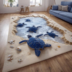 Blue Turtle rug – blue turtles in a lagoon