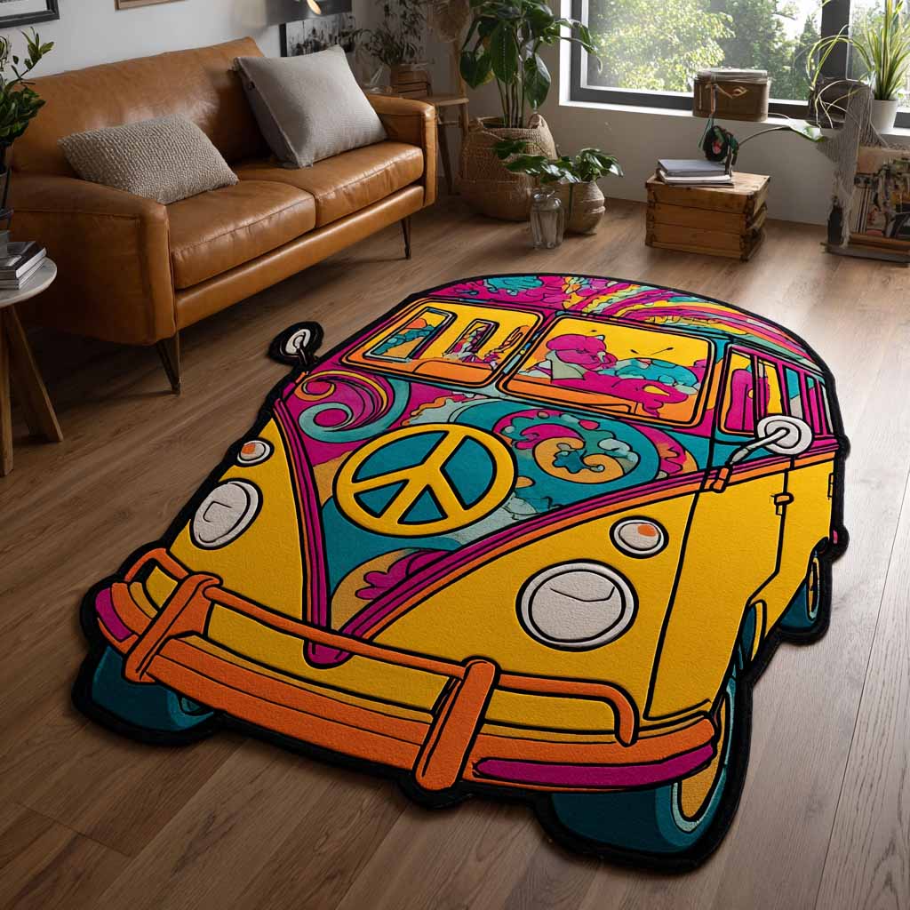 Boho Cruiser shaped rug – camper van shape